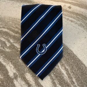 Indianapolis Colts NFL Blue/white/Black Striped Horseshoe Logo Men's NeckTie